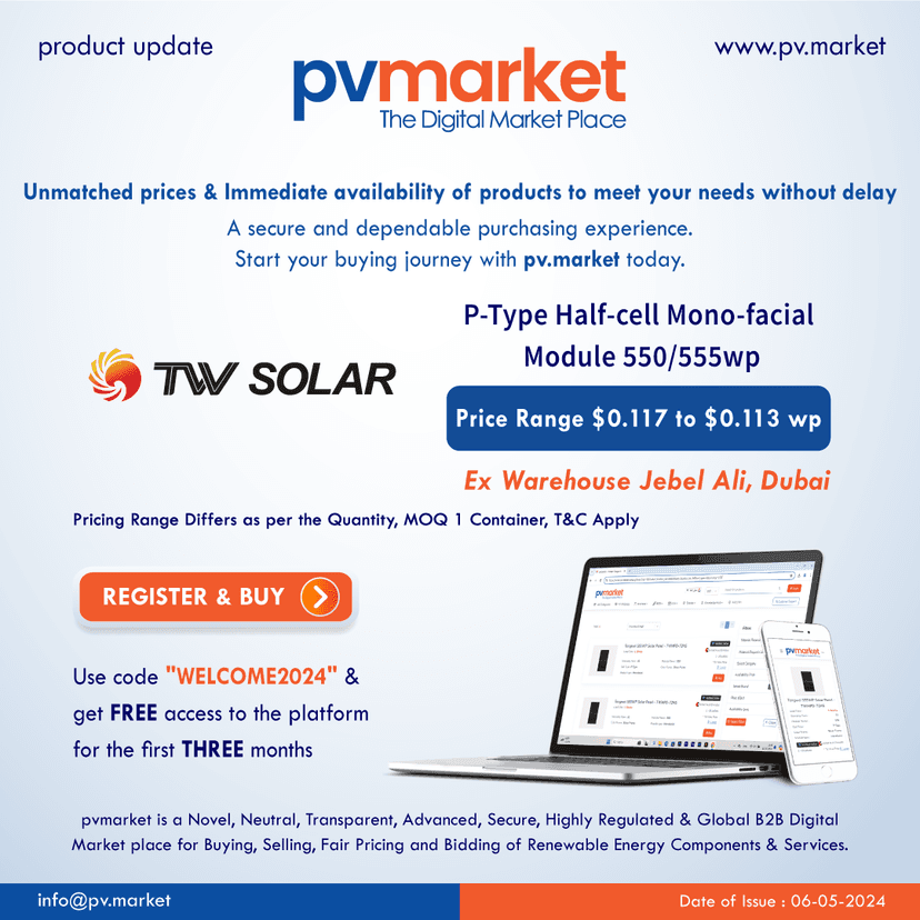 TW Solar Ex-warehouse Jebel Ali